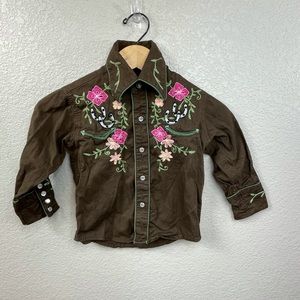 Rockmount Ranch Wear brown western snap up shirt size S